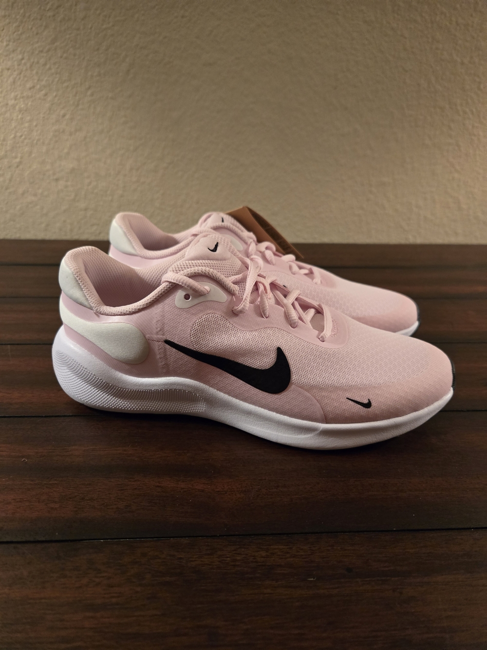 Nike Revolution 7 Girls Pink Sneakers with Black Swoosh